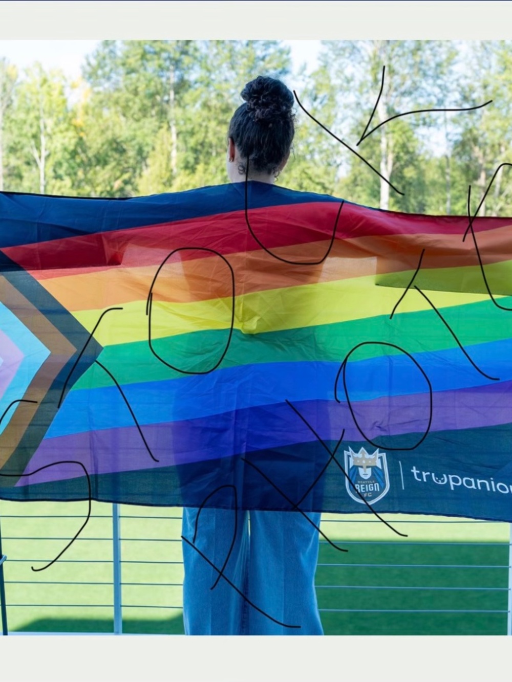 New SGA Seattle Reign FC Trupanion Pride Flag Cape Cape NWSL